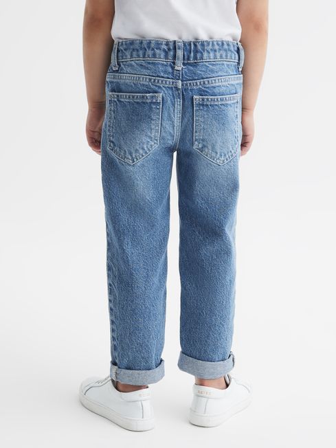 Reiss Mid Blue Quay Junior Stonewash Tapered Slim Fit Jeans