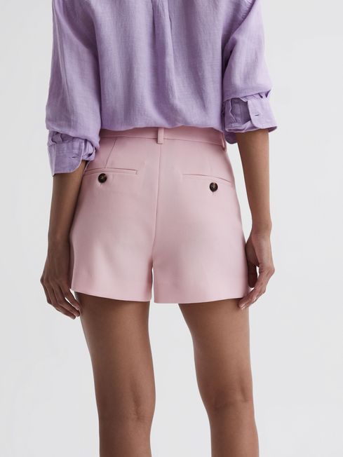 Pleated Tailored Shorts in Pink