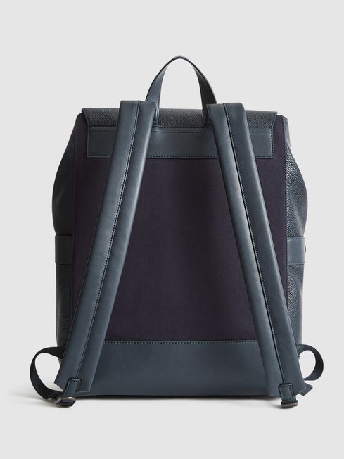 Reiss Bellingham Multi Pocket Grained Leather Backpack REISS