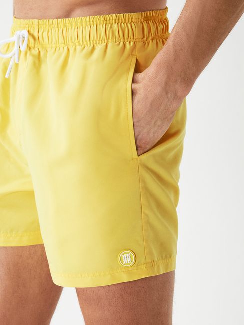 Plain Drawstring Swim Shorts in Lemon