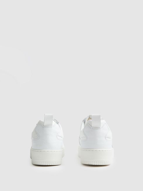 Reiss White Aira Low Top Leather Trainers