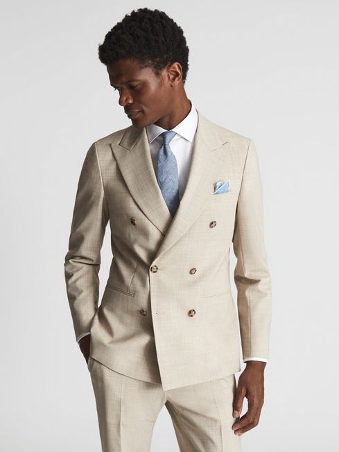 Double breasted suit check clearance