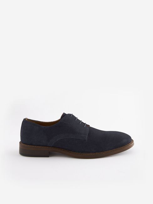Blue suede derby shoes new arrivals