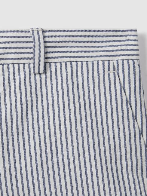 Junior Seersucker Striped Adjuster Shorts in Soft Blue
