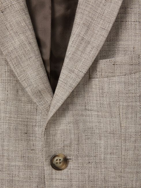 Junior Single Breasted Textured Linen Blazer in Oatmeal