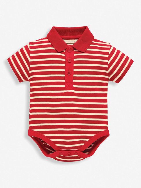 Red Stripe Polo Shirt Baby Bodysuit