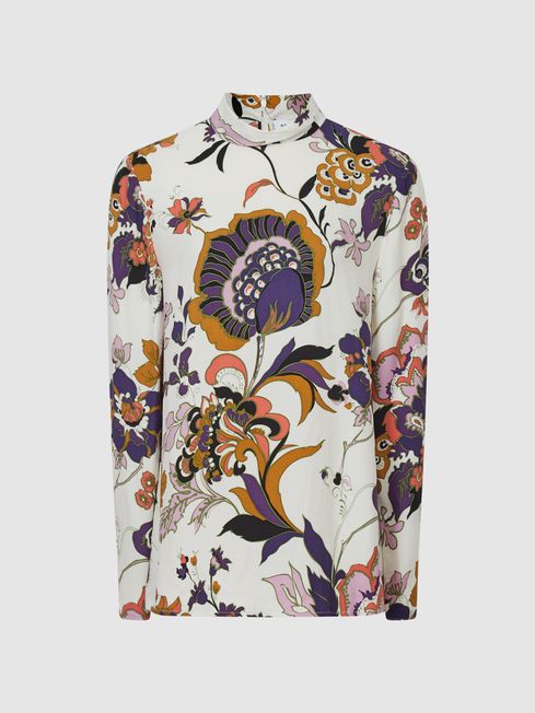 Retro print blouse clearance