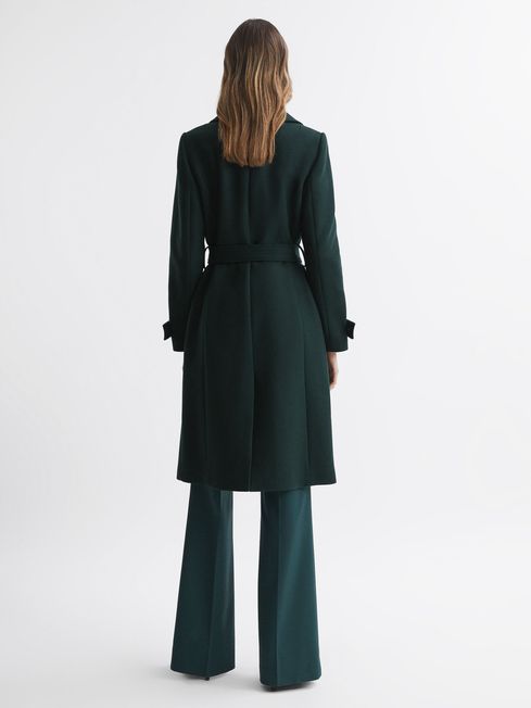 Relaxed Wool Blend Belted Coat in Green