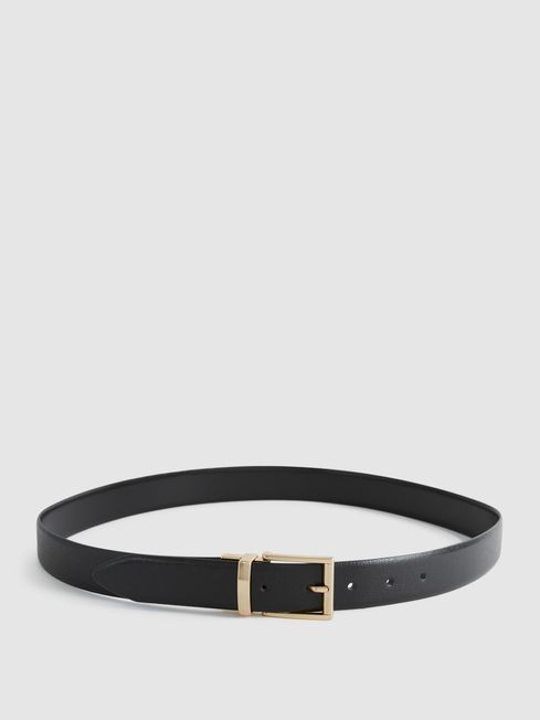 Reversible Leather Belt in Black