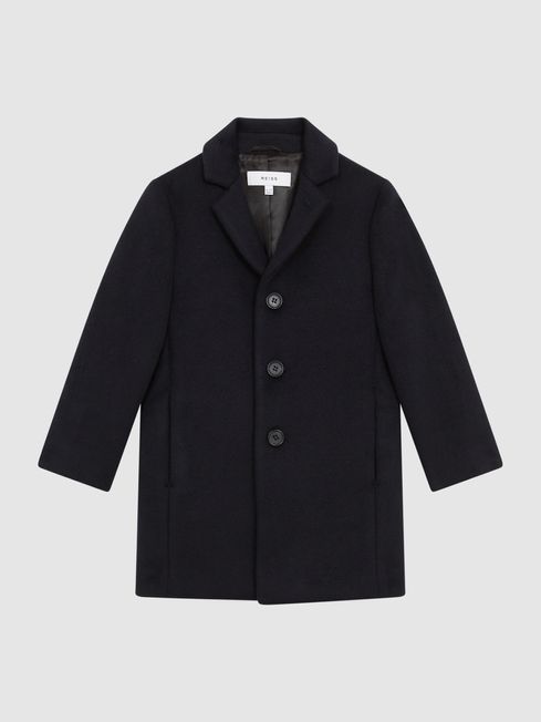 Senior Single Breasted Epsom Overcoat in Navy