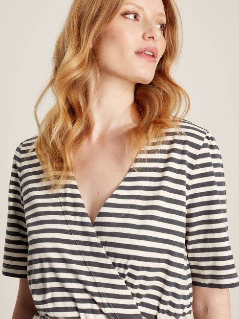 Narrla stripe shop midi wrap coat