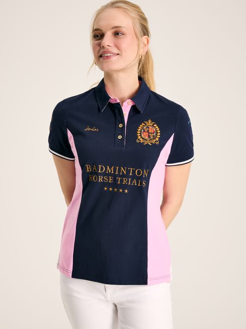 Official Badminton Navy Pink Polo Shirt Joules