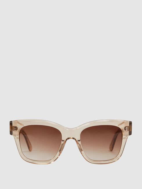 Reiss Ecru Seven Chimi Large Frame Acetate Sunglasses