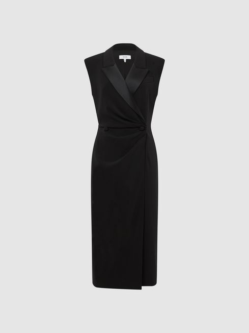 black midi tuxedo dress