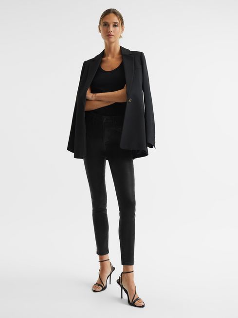 Reiss Black Hoxton PAIGE Coated Skinny Jeans