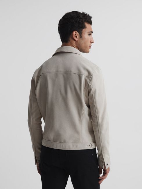 Reiss jagger suede new arrivals trucker jacket