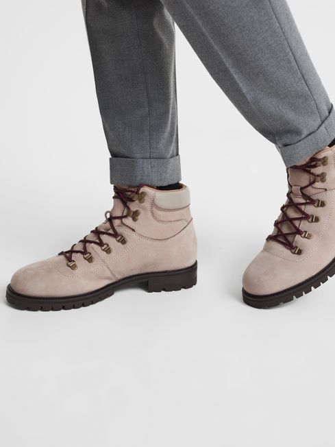 Leather Hiking Boots in Stone