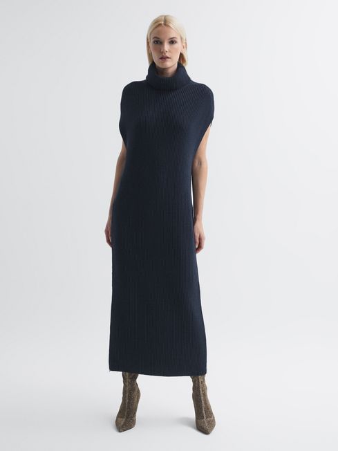 Florere Knitted Roll Neck Midi Dress