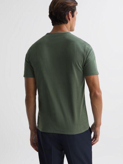 Reiss Ivy Green Melrose Cotton Crew Neck T-Shirt