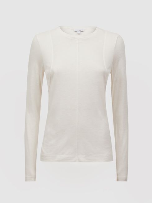 Reiss Mai Linen Long Sleeve T-Shirt | REISS USA