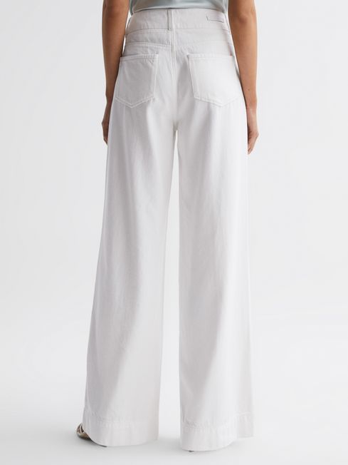Paige High Rise Wide Leg Jeans in Boss White