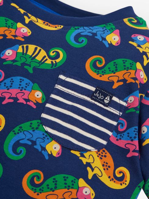 JoJo Maman Bébé Navy Kids Multicolour Chameleon Print T-Shirt