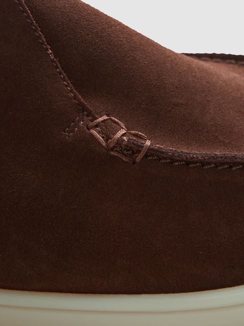 Reiss Brown Kason Mid Suede Slip-On Boots