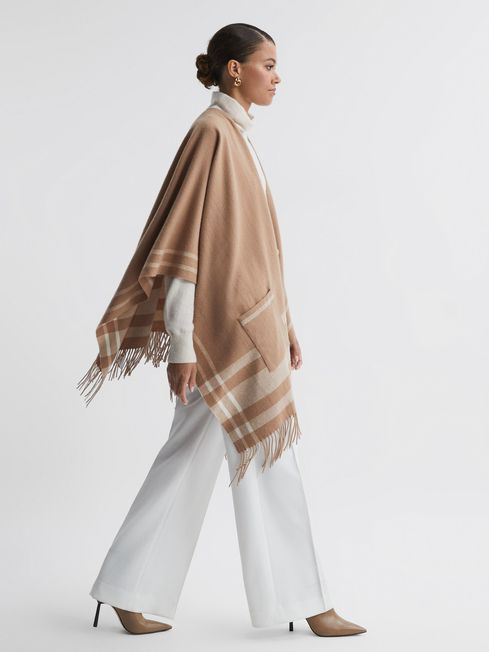 Reiss Camel Catalina Wool Striped Cape