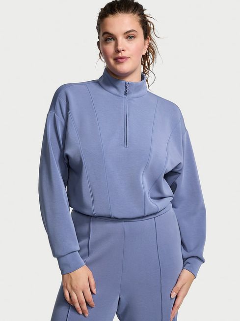 Victoria's Secret Velvet Morning Blue Modal Half Zip Sweatshirt