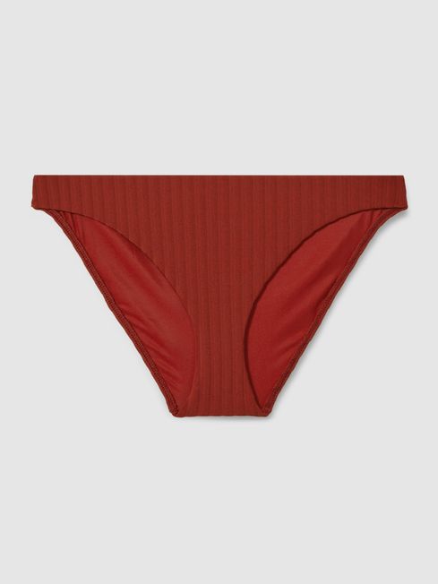 Calvin Klein Dark Magma Red Underwear Ribbed Bikini Bottoms