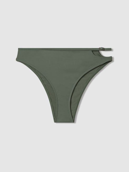 Calvin Klein Wetlands Green Underwear Asymmetric Cut-Out Bikini Bottoms