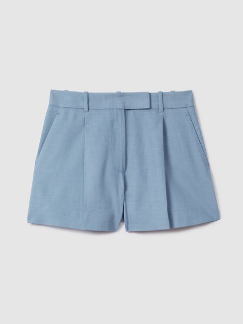 Reiss Blue June Tailored Suit Shorts with TENCEL Fibers