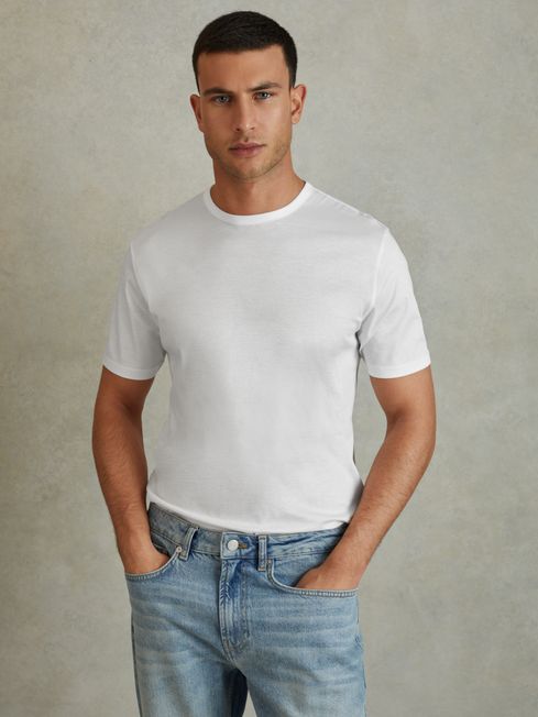 Reiss White Capri Cotton Crew Neck T-Shirt