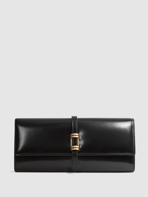 Reiss Regent High-Shine Leather Clutch Bag | REISS USA