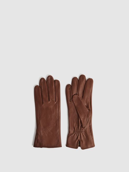 Reiss Giselle Leather Ruched Gloves REISS USA