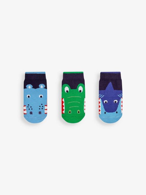 JoJo Maman Bébé Navy Boys' 3-Pack Snappy Water Creature Socks