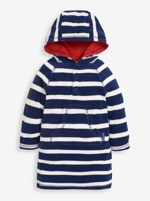 JoJo Maman B b Navy Stripe Towelling Hooded Pull On