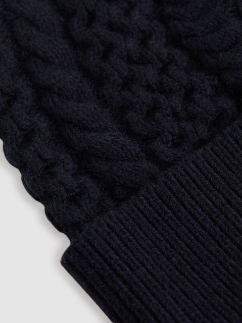 Reiss Navy Heath Teen Knitted Scarf and Beanie Hat Set