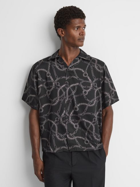 Reiss - quest chain print cuban collar shirt