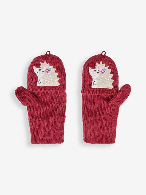 JoJo Maman Bébé Berry Girls' Hedgehog Embroidered Gloves
