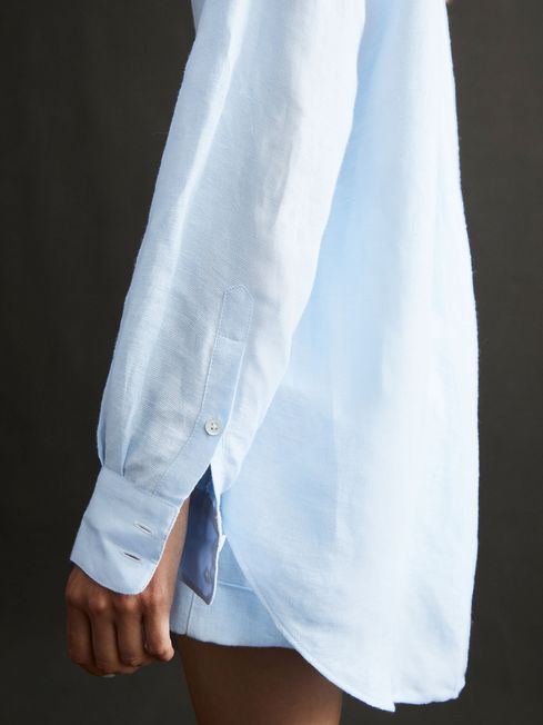 Reiss Pale Blue Ellis Oversized Long Sleeve Shirt