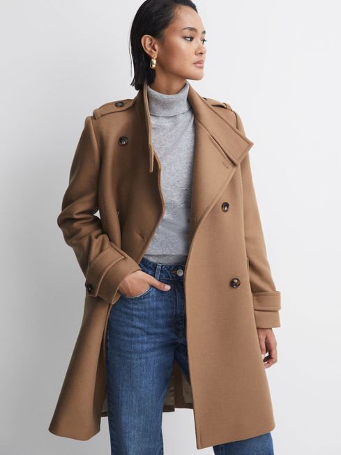 Reiss Amie Wool Blend Double Breasted Coat | REISS USA