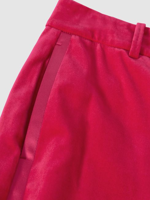 Reiss Pink Rosa Velvet Tapered Suit Trousers