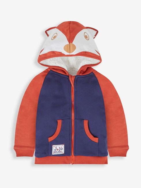 JoJo Maman B b Rust Navy Fox Boys Appliqu Novelty Hoodie