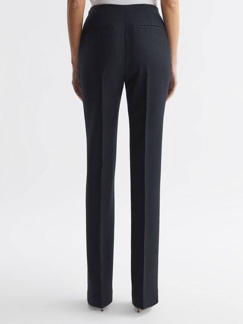 Wool Flared Suit Trousers in Navy