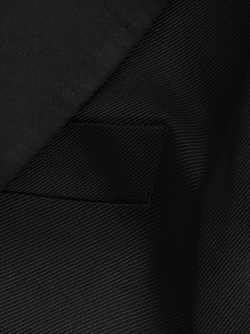 Atelier Oversized Italian Satin Detail Single Breasted Black Blazer