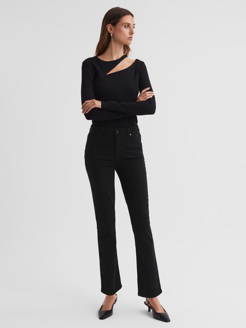Reiss Black Shadow Cindy Paige High Rise Cropped Jeans