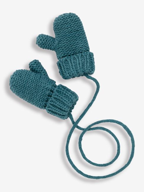 JoJo Maman Bébé Seaspray Knitted Mittens with String
