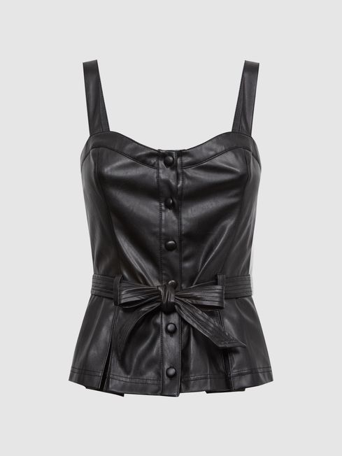 Leather look bustier clearance top