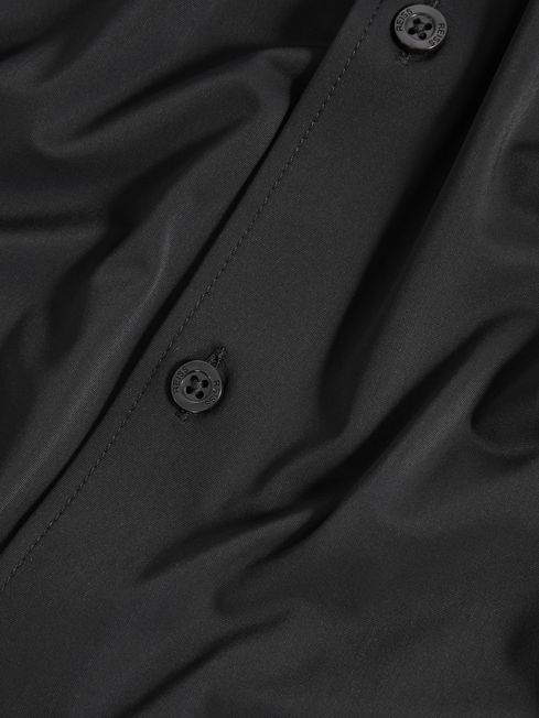 Reiss Black Voyager Slim Fit Button-Through Travel Shirt